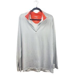 Birdie Bound Long Sleeve Golf 1/4 Zip Shirt White Houndstooth Mens Size Medium